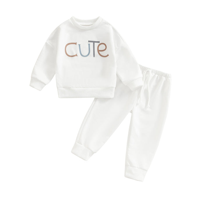 Toddler Girl Boy 2Pcs Outfit Cute Print Long Sleeve Pullover and Matching Pants