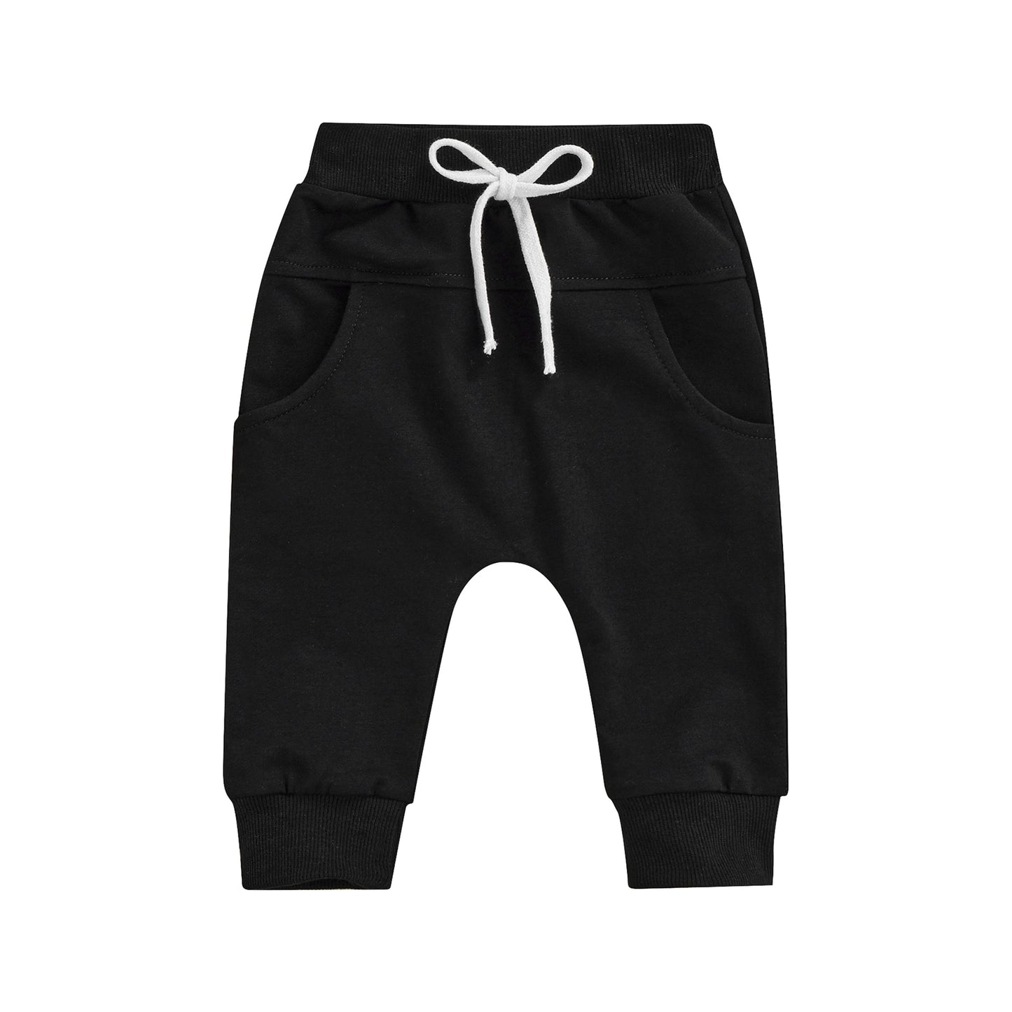 Boys Joggers Elastic Waist Adjustable Drawstring Solid Loose Fit Long Pants Baby and Toddler