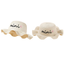 Load image into Gallery viewer, Baby Kids Girl Straw Hat Wide Brim Beach Sun Caps Summer Seaside Travel Outdoor Mini Print
