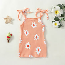 Load image into Gallery viewer, Toddler Kids Baby Girl Waffle Summer Dress Tank Top Tie Shoulder Floral Print Beach Dress
