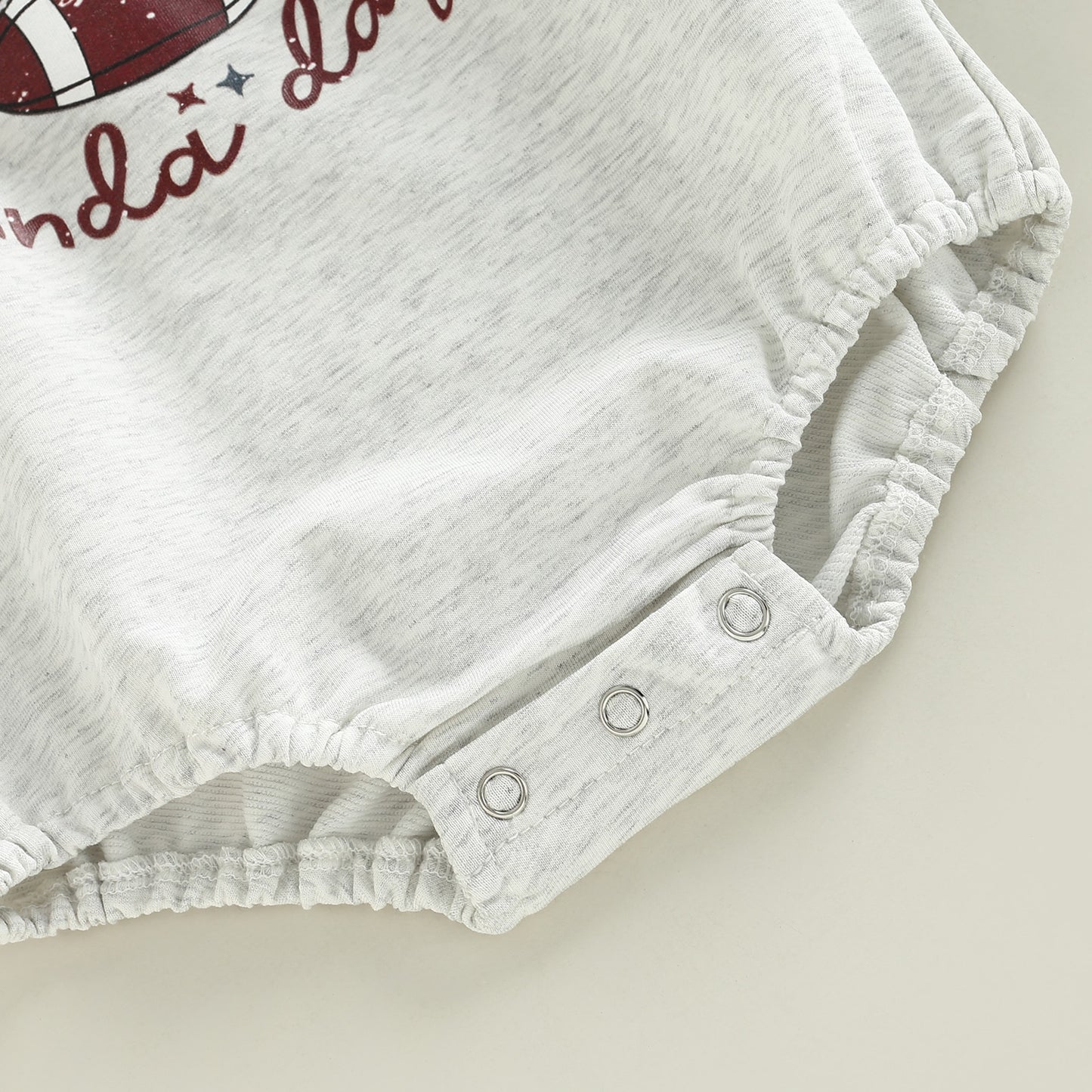 Baby Boy Girls Romper Outwear Football Touchdown Kinda Day Letter Leopard Printed Long Sleeve Grey Jumpsuit Bubble Romper