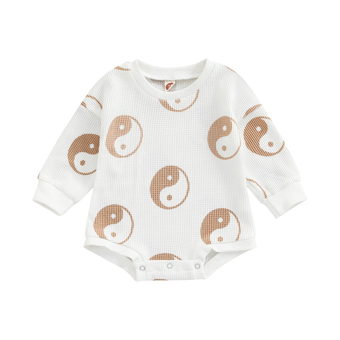 Infant Baby Boy Girl Ying Yang Print Long Sleeve Bubble Romper