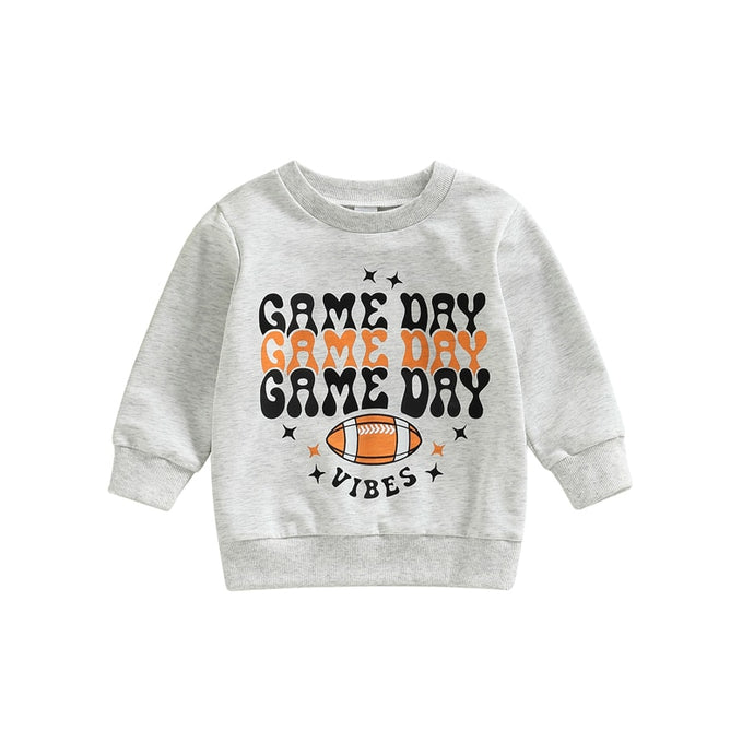 Baby Toddler Kids Boys Girls Top Long Sleeve Game Day Football Vibes Print Pullover Football Season