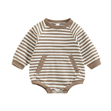 Load image into Gallery viewer, Infant Baby Boy Girl Bodysuit Long Sleeve Striped Printed Crew neck Casual Jumpsuit Bubble Romper
