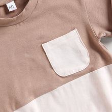Load image into Gallery viewer, Baby Girl Boy Casual Bodysuit Short Sleeve Crew Neck Tee Color Block Pocket Bubble Romper

