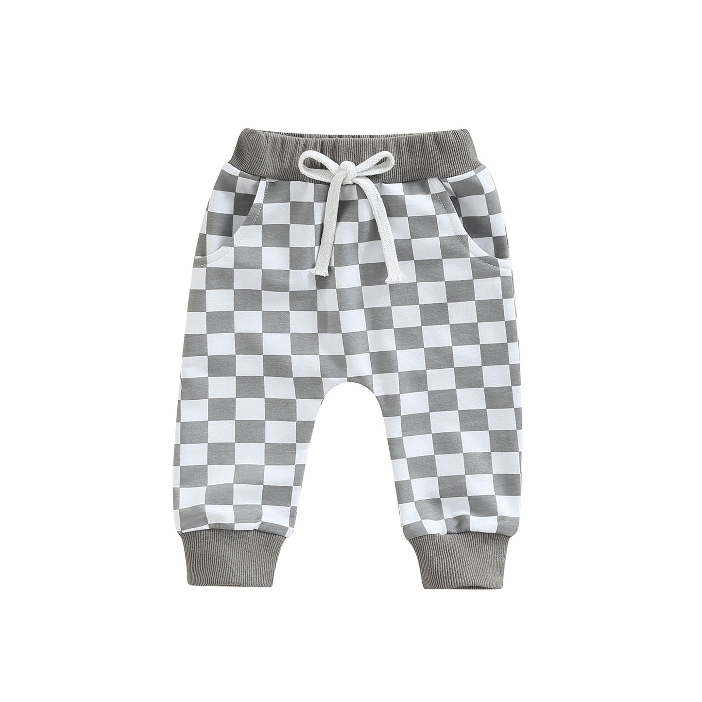 Toddler Baby Boy Girl Casual Pants Plaid Drawstring Checkered Sweatpants Joggers