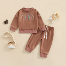Load image into Gallery viewer, 2 Piece Cute Baby Toddler Girl Long Sleeve Jogger Jumpsuit Pants Outfit Set
