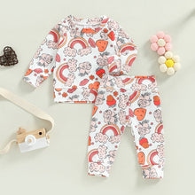 Load image into Gallery viewer, Toddler Baby Girl 2Pcs Clothes Set Flower Rainbow Print Long Sleeve Tops Elastic Waist Long Pants
