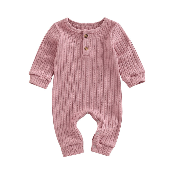 Infant Baby Girl Boy Autumn Romper Long Sleeve Solid O-Neck Jumpsuit