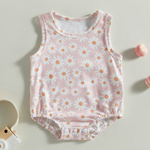 Load image into Gallery viewer, Infant Kid Girl Daisy Bodysuit Tank Crew Neck Floral Print Summer Short Jumpsuit Bubble Romper
