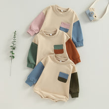 Load image into Gallery viewer, Baby Girls Boys Casual Long Sleeve Crewneck Color Block Romper
