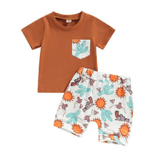 Load image into Gallery viewer, Toddler Baby Kids Boys 2Pcs Clothes Short Sleeve Cactus Print Tops Shorts Outfit Set
