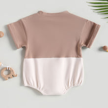 Load image into Gallery viewer, Baby Girl Boy Casual Bodysuit Short Sleeve Crew Neck Tee Color Block Pocket Bubble Romper
