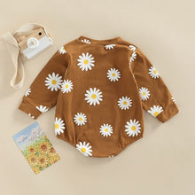 Load image into Gallery viewer, Infant Girl Spring Long Sleeve Bodysuit with Daisy Print Crew Neck Jumpsuit Bubble Romper
