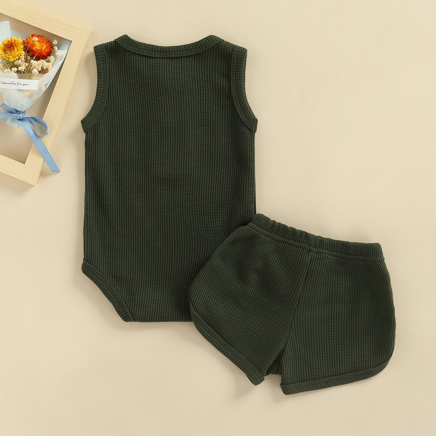 Neutral Newborn Baby Boy Girl Sleeveless Button Jumpsuit Solid Color Romper