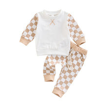 Load image into Gallery viewer, 2 Piece Baby Toddler Boy Girl Checkerboard Long Sleeve Plaid Long Sleeve Top And Pants Set

