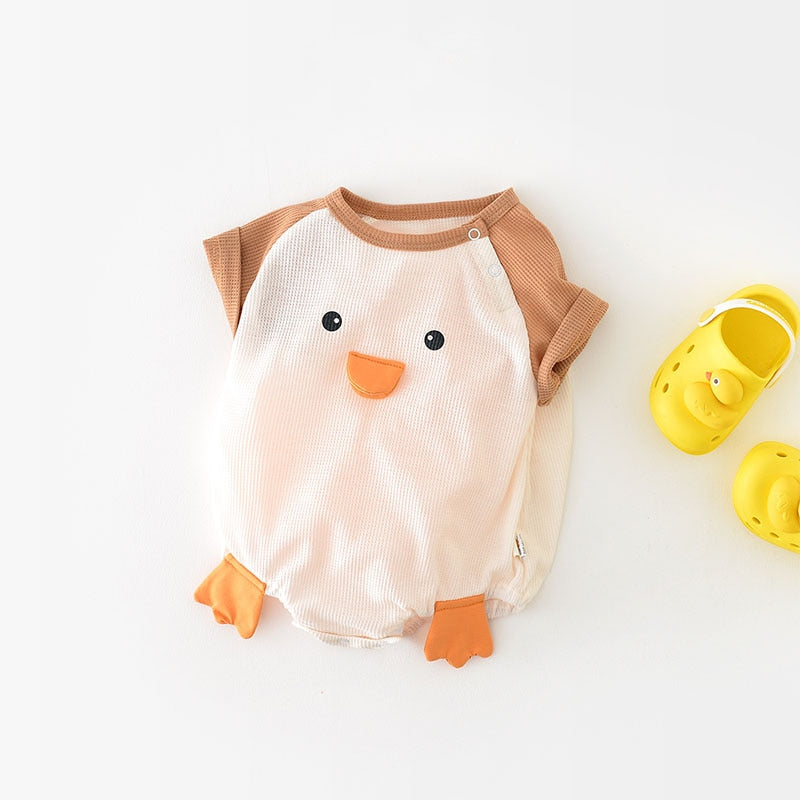 Duck At Darts With Dart' Organic Short-Sleeved Baby Bodysuit