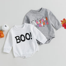 Load image into Gallery viewer, Baby Toddler Girls Boys Halloween Bodysuit Long Sleeve Crew Neck Ghost Letters Print Jumpsuit Romper
