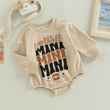 Load image into Gallery viewer, Infant Baby Boys Girls Football Mini Print Bodysuit Long Sleeve Crew Neck Bubble Romper
