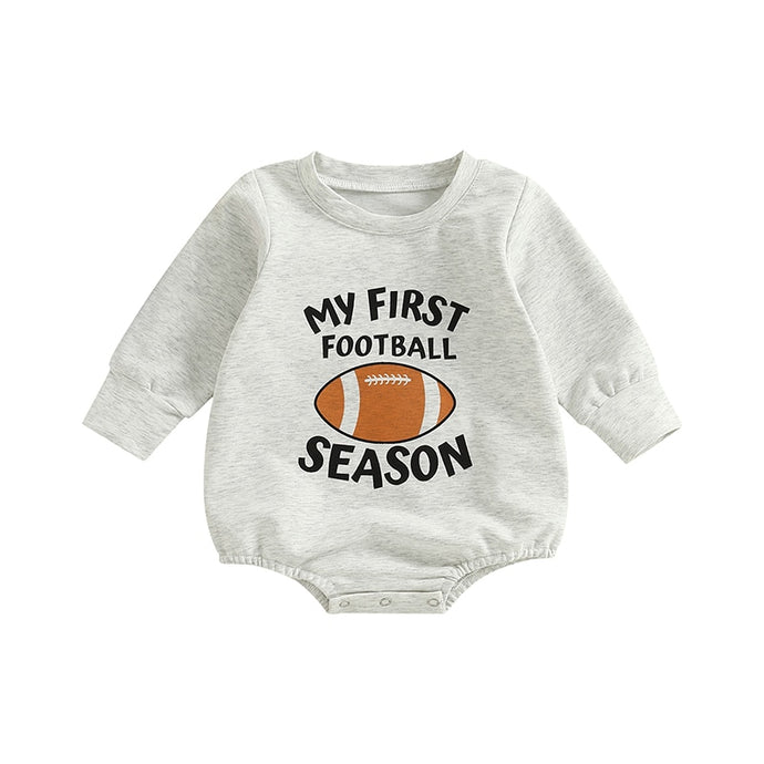 Infant Baby Boy Football Bodysuit Long Sleeve My First Football Season Jumpsuit Outfit Bubble Romper