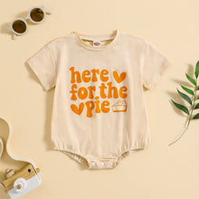 Load image into Gallery viewer, Baby Boy Girl Jumpsuit Round Neck Short Sleeve Here for the Pie Print Thanksgiving Romper Bodysuit
