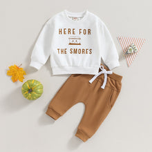 Load image into Gallery viewer, Toddler Baby Boy Girl 2Pcs Fall Outfits Long Sleeve Here for the Smores Print Tops Pants
