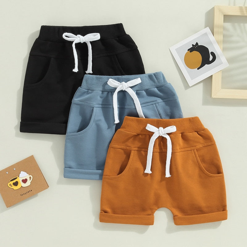 Toddler Baby Kids Boys 3Pcs Set Shorts Solid Colors