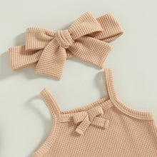 Load image into Gallery viewer, Infant Baby Girls 3Pcs Summer Outfits Tank Top Waffle Knit Romper Shorts Headband Set
