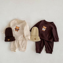 Load image into Gallery viewer, Spring Baby Boy Girl Clothes Set Toddler Waffle Printed Bear Sweatshirt Suit Infant Outfit 2PCS
