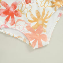 Load image into Gallery viewer, Toddler Girls Long Sleeve Swimsuit Flower Print Zipper Swimwear
