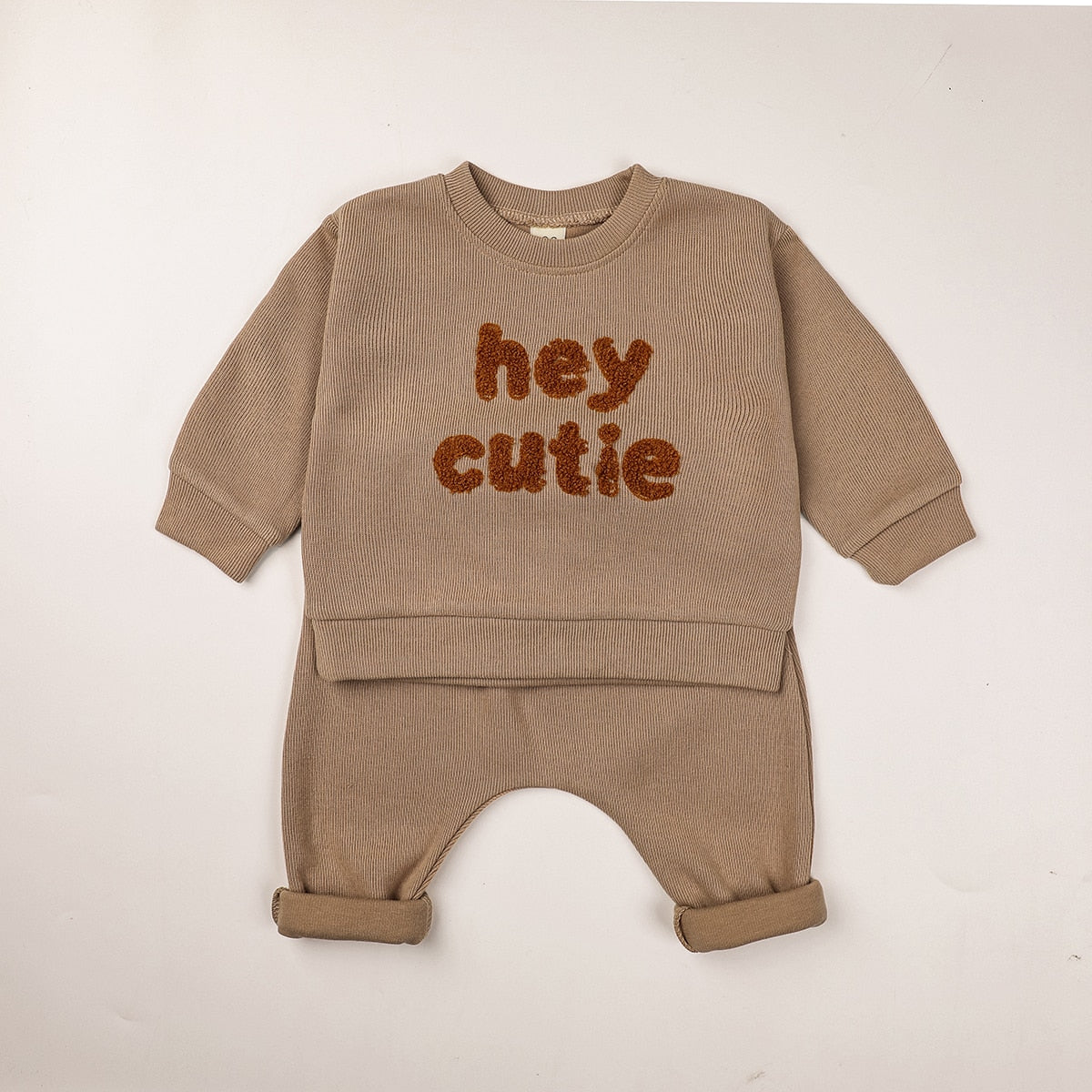 Hey Cutie Rainbow Baby Clothes Set Toddler Baby Boy Girl Casual Top Sweater + Harem Jogger Pants 2pcs Outfit