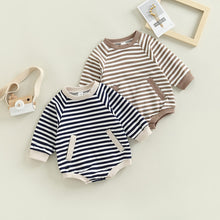 Load image into Gallery viewer, Infant Baby Boy Girl Bodysuit Long Sleeve Striped Printed Crew neck Casual Jumpsuit Bubble Romper
