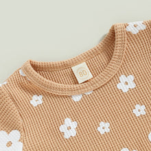 Load image into Gallery viewer, Infant Baby Girl 2Pcs Summer Outfits Short Sleeve Waffle Knit Floral T-shirt Shorts
