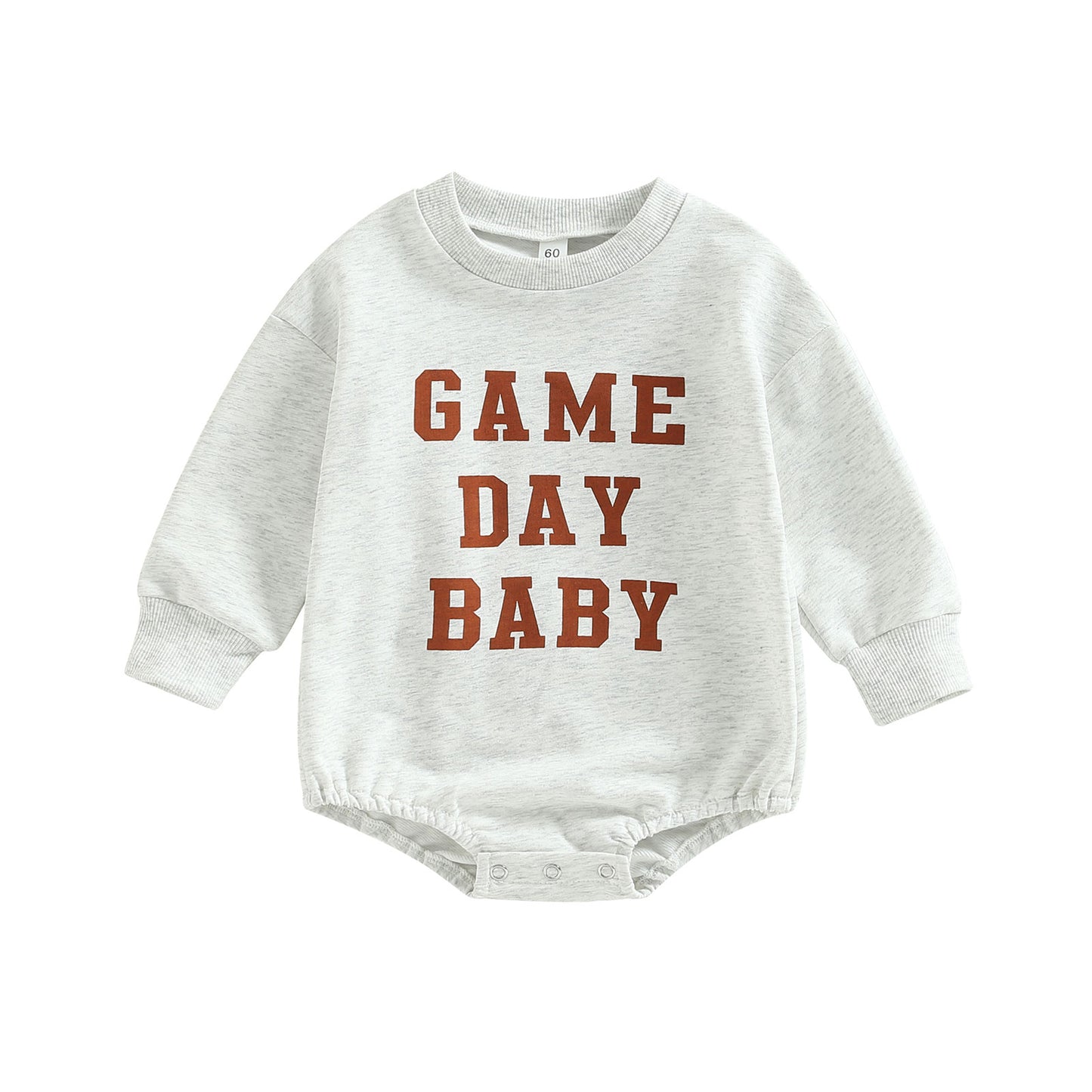 Infant Baby Boys Girls  Bodysuit Long Sleeve Crew Neck Game Day Baby Football Print Jumpsuit Bubble Romper