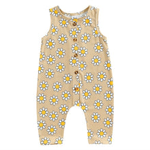 Load image into Gallery viewer, Infant Baby Girls Romper Floral Print Tank Top Button-Down Full Length Jumpsuits Romper
