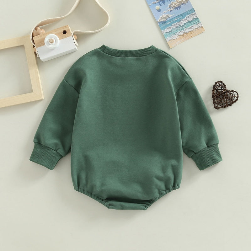 Infant Baby Boys Girls  Bodysuit Long Sleeve Crew Neck Game Day Baby Football Print Jumpsuit Bubble Romper