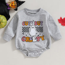 Load image into Gallery viewer, Baby Boy Girl Halloween Bodysuit Cute Ghost Checkerboard Print Long Sleeve Jumpsuit Romper
