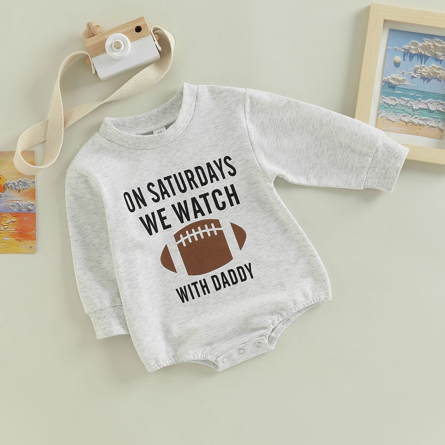 Infant Baby Girl Boy College Football Bodysuit On Saturdays We Watch Football With Daddy Jumpsuit Bubble Romper