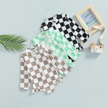 Load image into Gallery viewer, Children Baby Toddler Kids Girls Swimwear Ruffle Checkerboard Printed Zipper Long Sleeve Bodysuits Swimsuits Bathing Suits Rash Guard
