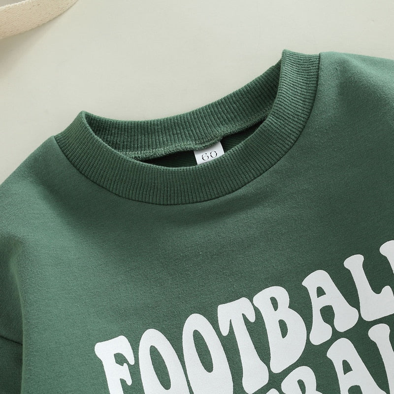 Infant Baby Boys Girls  Bodysuit Long Sleeve Crew Neck Game Day Baby Football Print Jumpsuit Bubble Romper