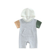 Load image into Gallery viewer, Baby Boy Girl Spring Summer Romper Short Sleeve Hooded Pocket Jumpsuit Shorts
