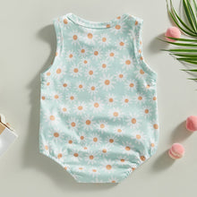 Load image into Gallery viewer, Infant Kid Girl Daisy Bodysuit Tank Crew Neck Floral Print Summer Short Jumpsuit Bubble Romper
