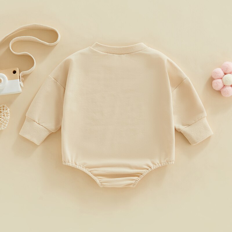 Infant Baby Girl Fall Bodysuit Fuzzy Letter Love Printed Long Sleeve Round Neck Bodysuit Bubble Romper