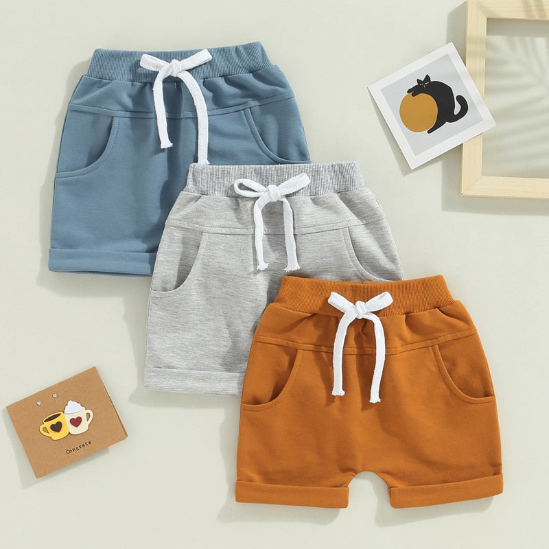 Toddler Baby Kids Boys 3Pcs Set Shorts Solid Colors