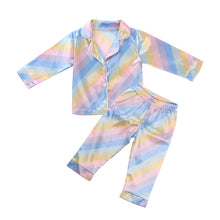 Load image into Gallery viewer, 2 Pcs Rainbow Girl Pajamas Set Toddler Short/Long Sleeve Cardigan Elastic Waist Pants
