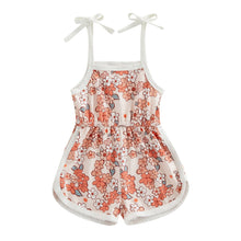 Load image into Gallery viewer, Toddler Baby Girl Summer Jumpsuit Flower Print Tie Up Shorts Romper
