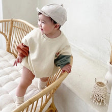 Load image into Gallery viewer, Baby Boy Girl Happy Happy Print Sweatshirt Bubble Romper
