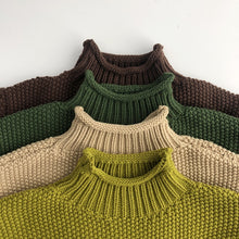 Load image into Gallery viewer, Winter Kids Sweater Vintage Boys Knitwear Solid Turtleneck Girls Sweaters
