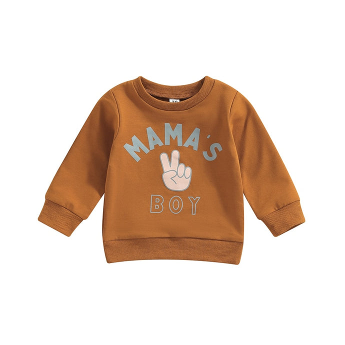Mamas Boy Mamas Girl Toddler Kids Boys Girls Casual Long Sleeve Pullover Sweatshirts Tops