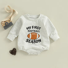 Load image into Gallery viewer, Infant Baby Boy Football Bodysuit Long Sleeve My First Football Season Jumpsuit Outfit Bubble Romper
